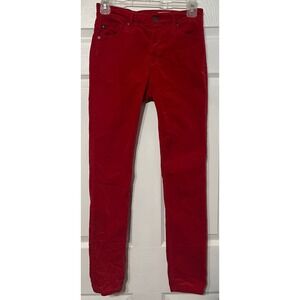 Anthropologie AG The High Rise Stevie Ankle Velvet Red Jeans Women's‎ 25